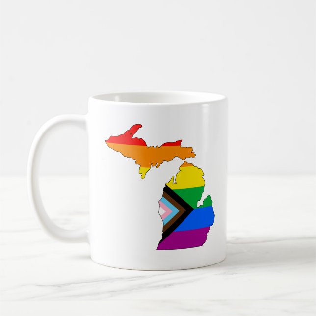Michigan State Pride HBTQ+ Progress Pride Kaffemugg (Vänster)