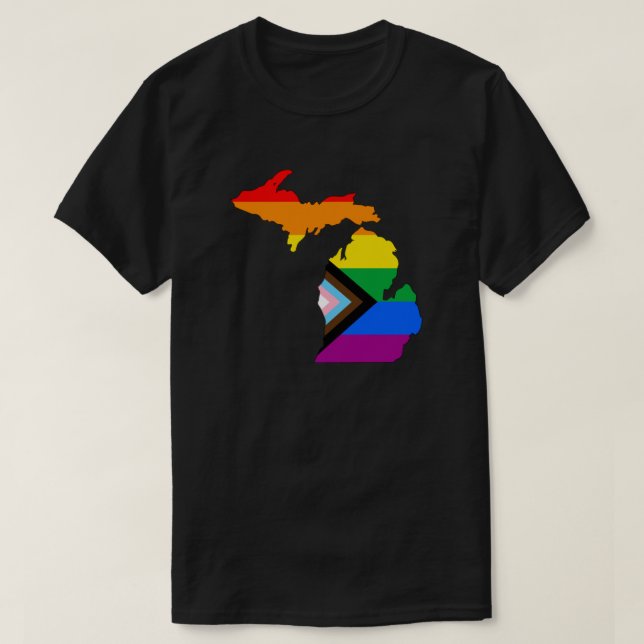Michigan State Pride HBTQ+ Progress Pride T Shirt (Design framsida)