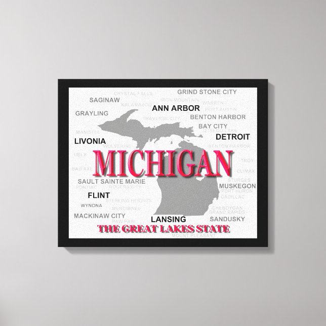 Michigan State Pride Karta Silhouette Canvastryck (Framsida)