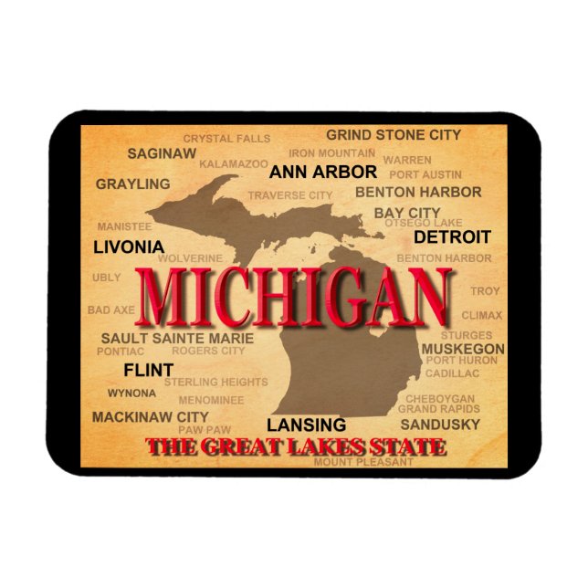 Michigan State Pride Karta Silhouette Magnet (Horisontell)