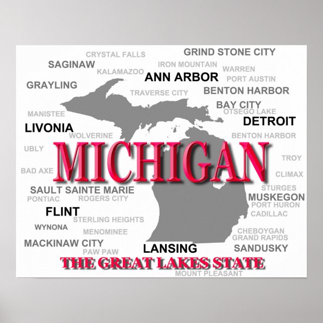 Michigan State Pride Karta Silhouette Poster (Framsidan)