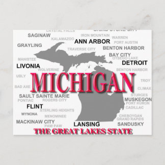 Michigan State Pride Karta Silhouette Vykort