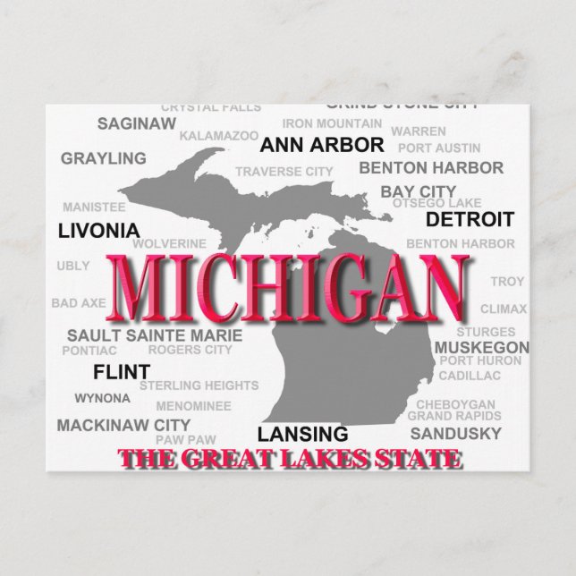 Michigan State Pride Karta Silhouette Vykort (Framsida)