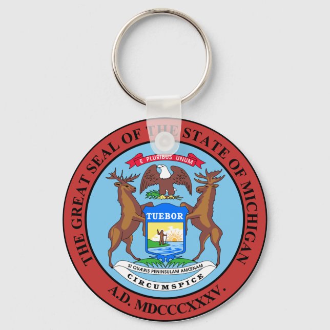 Michigan State Seal Keychain Nyckelring (Framsida)