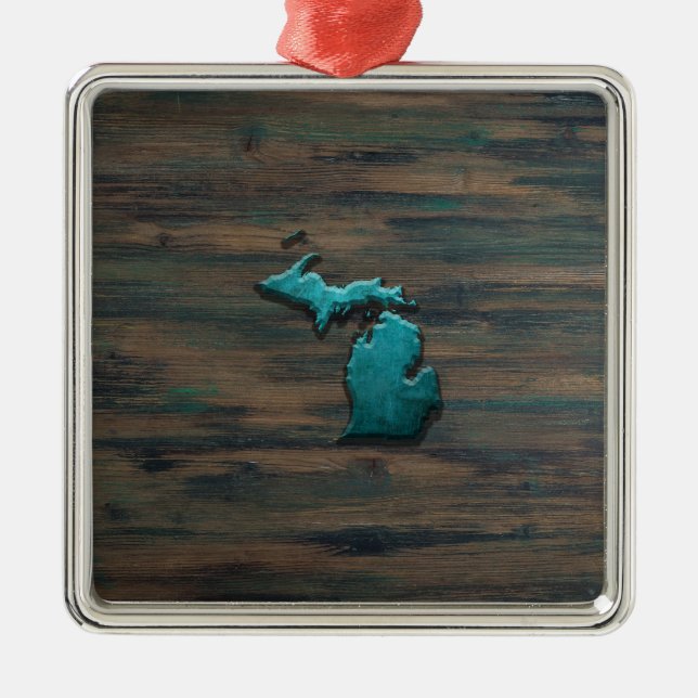 Michigan State Shape Teal Julgransprydnad Metall (Framsidan)