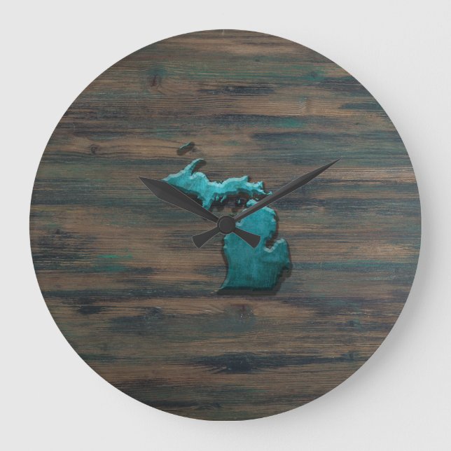 Michigan State Shape Teal Stor Klocka (Framsida)