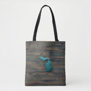 Michigan State Shape Teal Tygkasse