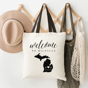 Michigan State Silhouette Bröllop Welcome Tote Tygkasse