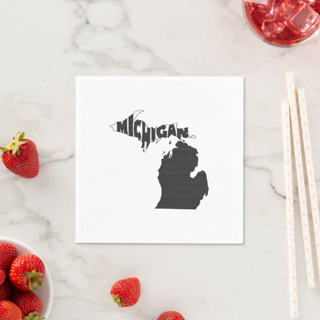 Michigan-staten Namn Ord Art Black Pappersservett (Insitu)