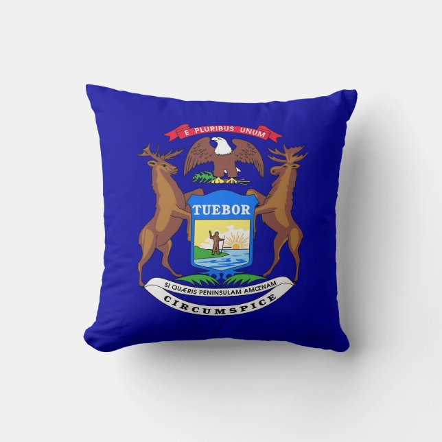 Michigan Statlig flagga American MoJo Pillow Kudde (Framsida)