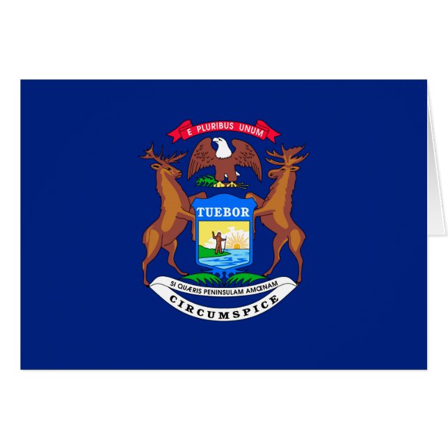 Michigan Statlig flagga Design Hälsningskort (Framsidan Horizontal)