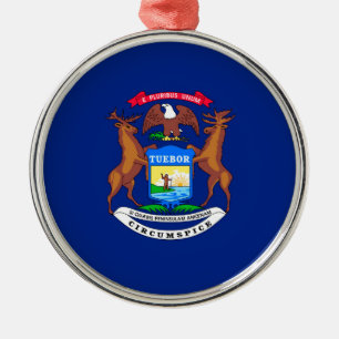 Michigan Statlig flagga Design Julgransprydnad Metall
