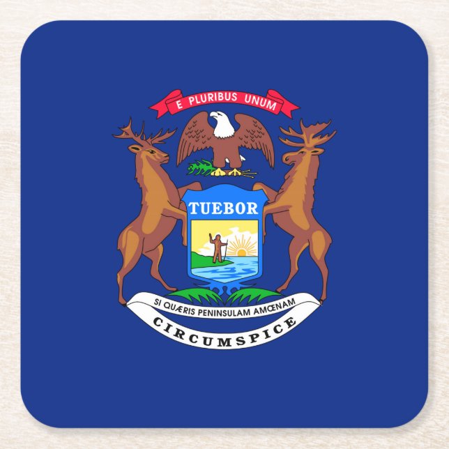 Michigan Statlig flagga Design Underlägg Papper Kvadrat (Framsidan)