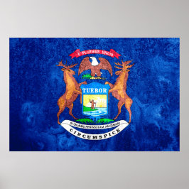 Michigan Statlig flagga Grunge Poster