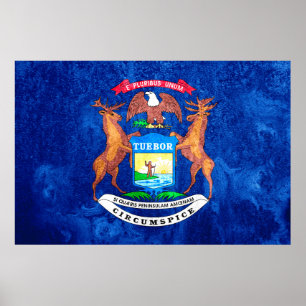 Michigan Statlig flagga Grunge Poster