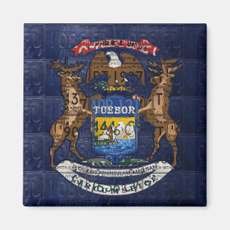 Michigan Statlig flagga i License Tallrikar Magnet