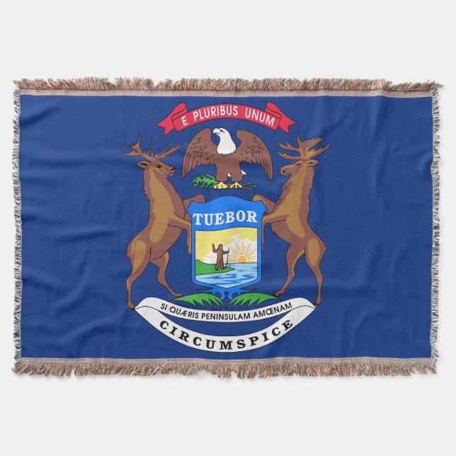 Michigan Statlig flagga Skriv ut Patriotic Filt (Framsidan)