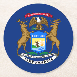 Michigan Statlig flagga Underlägg Papper Rund