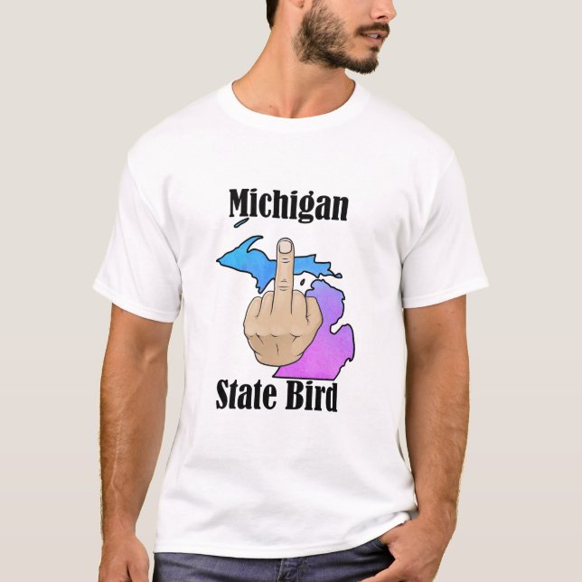 Michigan-statshöntskjorta mitten finger färg t shirt (Framsida)