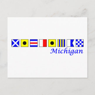Michigan stavat i nautisk flagga alfabet vykort