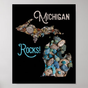 Michigan Sten Petoskey Stone Hunting Tee Underbar  Poster