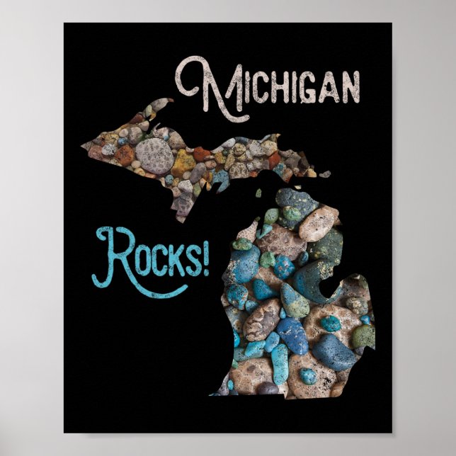 Michigan Sten Petoskey Stone Hunting Tee Underbar  Poster (Framsidan)