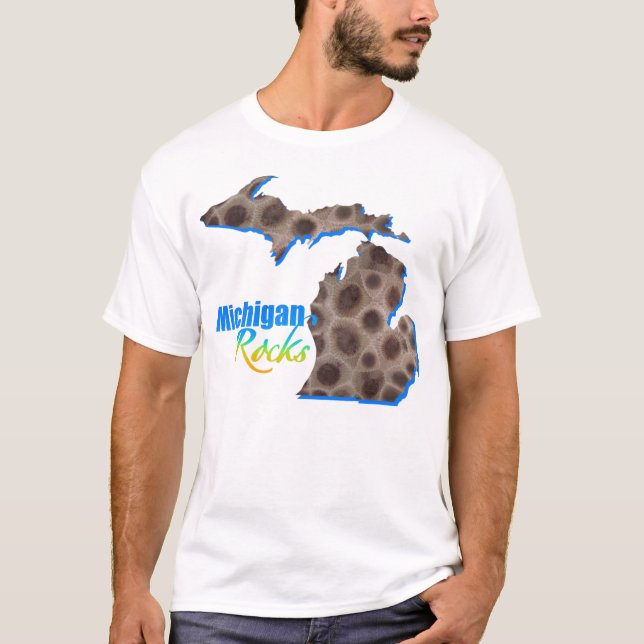 Michigan sten | Petoskey stone mönster T-Shirt (Framsida)