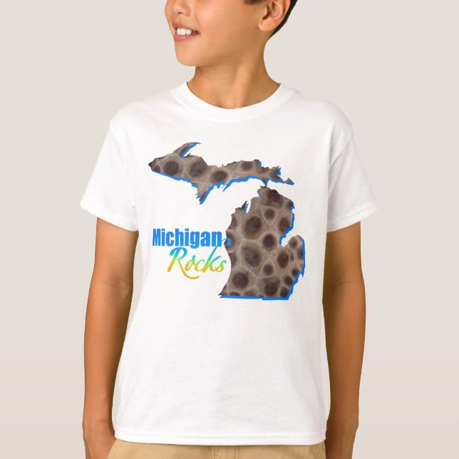 Michigan sten | Petoskey stone mönster T-Shirt (Framsida)