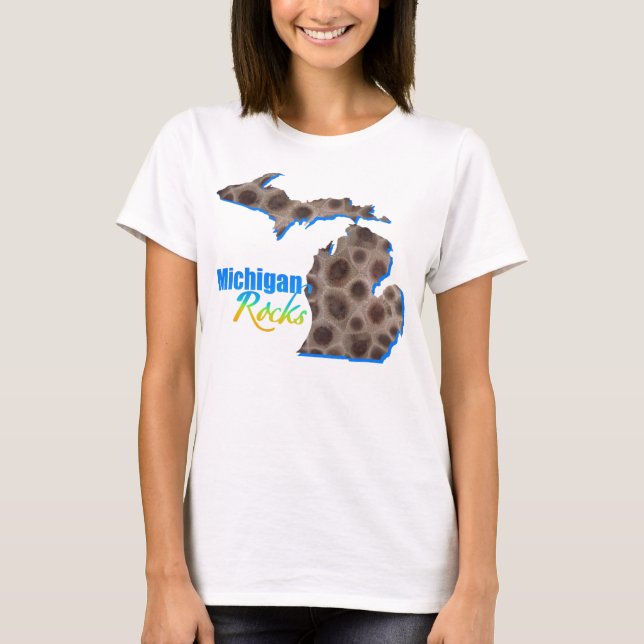 Michigan sten | Petoskey stone mönster T-Shirt (Framsida)