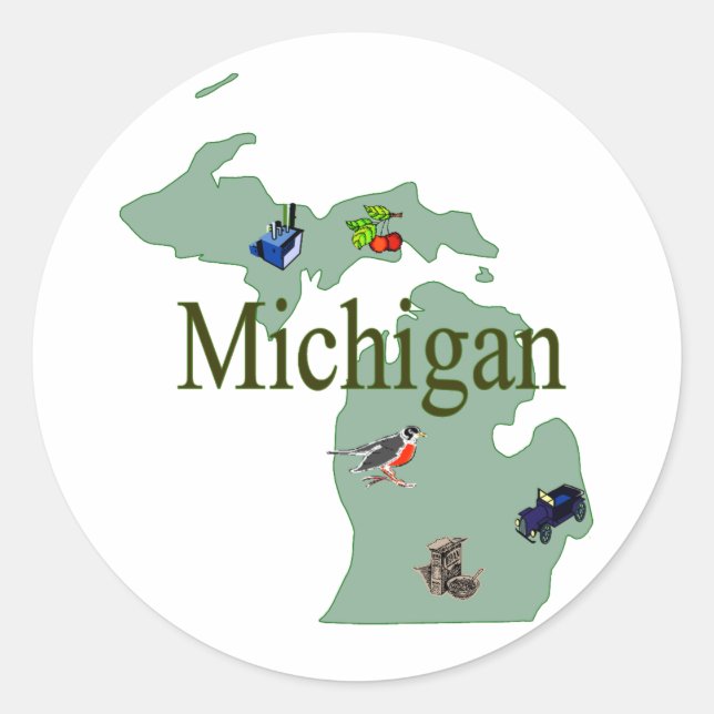 Michigan Sticker Runt Klistermärke (Framsida)