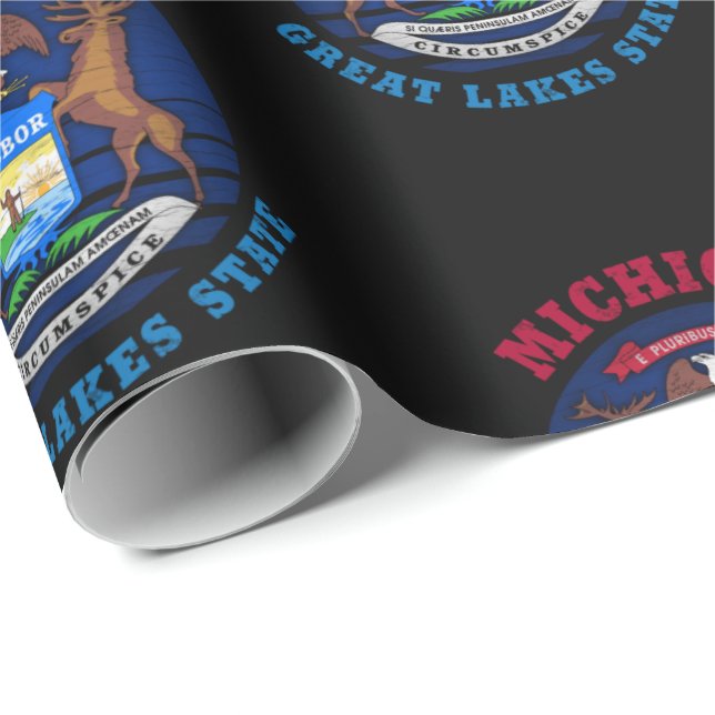 MICHIGAN STOR SJÖARS DELSTATSFLAGG PRESENTPAPPER (Rullad Hörn)
