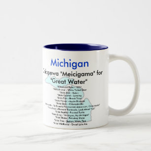 Michigan symboler & karta Två-Tonad mugg