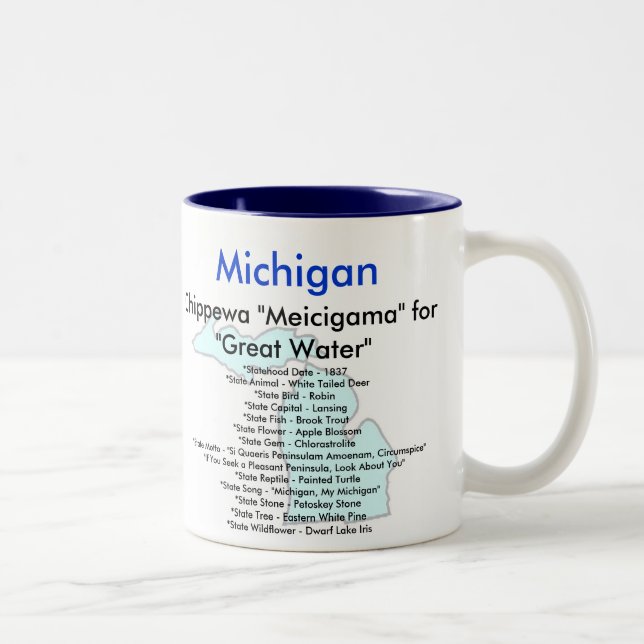 Michigan symboler & karta Två-Tonad mugg (Höger)