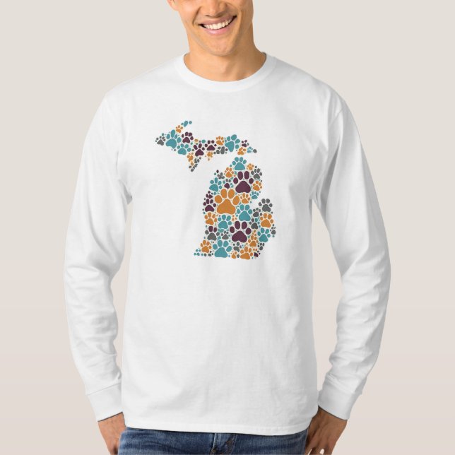 Michigan Tass avtryck Basic Long sleeve Shirt T (Framsida)