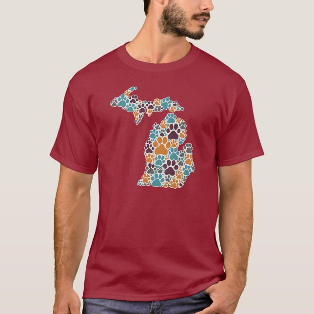 Michigan Tass avtryck Basic Mörk T-Shirt (Framsida)