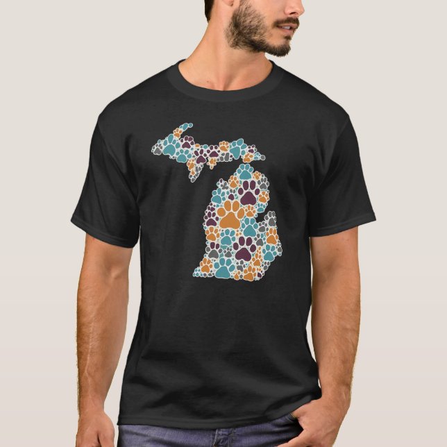 Michigan Tass avtryck Basic Mörk T-Shirt (Framsida)