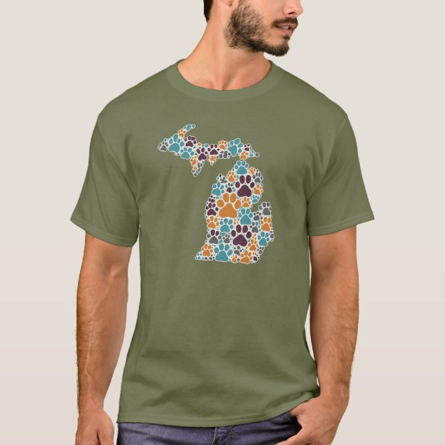 Michigan Tass avtryck Basic Mörk T-Shirt (Framsida)