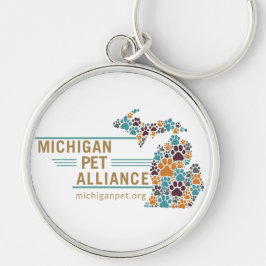 Michigan Tass avtryck Premium Keychain Rund Silverfärgad Nyckelring
