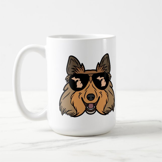Michigan Theme kaffe mugg - Sheltie Sheepdog (Vänster)