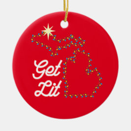 Michigan Theme Ornament med roligt GET LIT