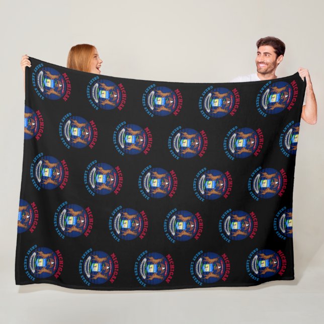 MICHIGAN UNDERBAR SJÖAR STATLIG FLAGGA FLEECEFILT (På plats)