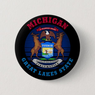 MICHIGAN UNDERBAR SJÖAR STATLIG FLAGGA KNAPP