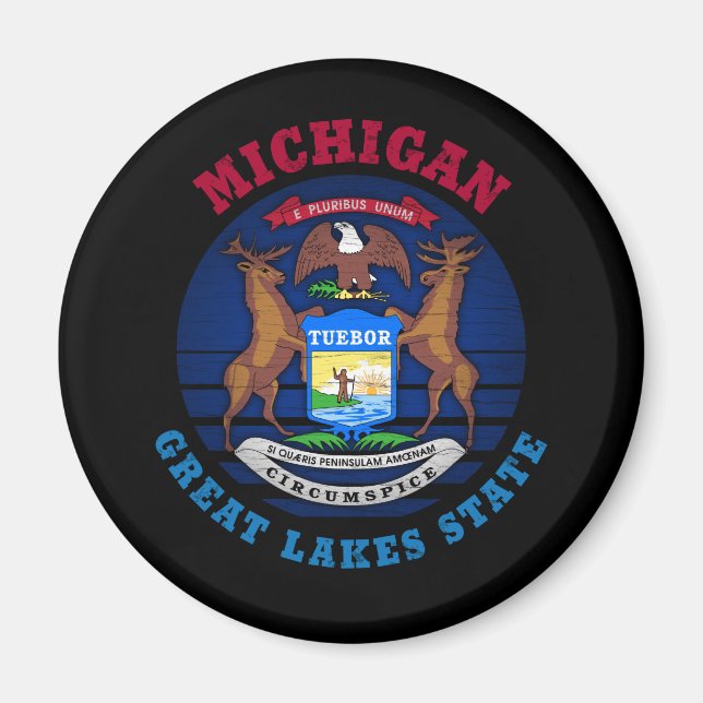 MICHIGAN UNDERBAR SJÖAR STATLIG FLAGGA MAGNET (Framsidan)