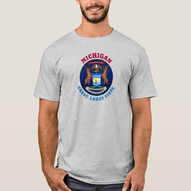 MICHIGAN UNDERBAR SJÖAR STATLIG FLAGGA T SHIRT (Framsida)