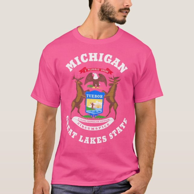 Michigan Underbar Sjöar Statlig flagga V3 aktiv T Shirt (Framsida)
