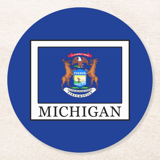 Michigan Underlägg Papper Rund (Framsidan)