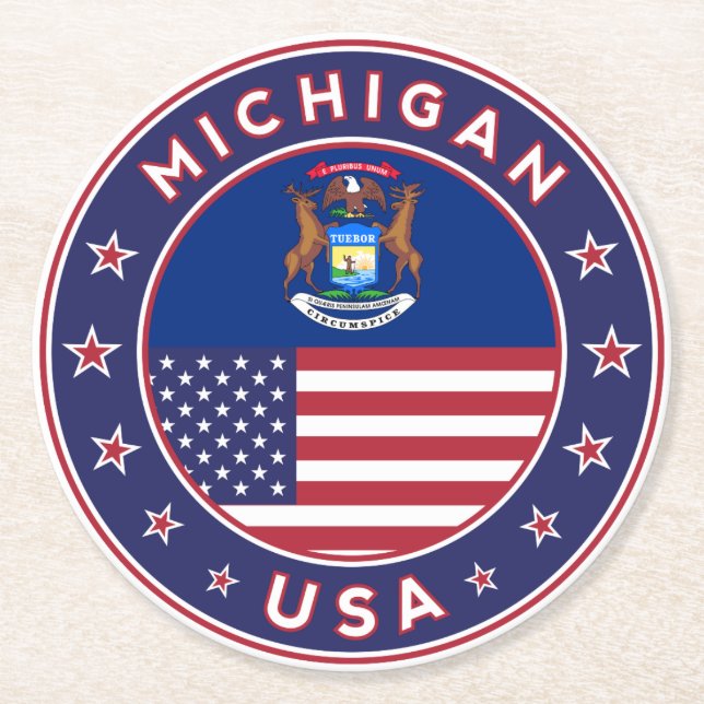 Michigan Underlägg Papper Rund (Framsidan)