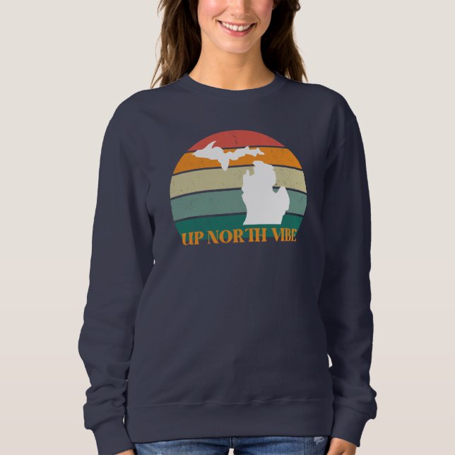 Michigan Up North VIBE - Navy Blue T Shirt (Framsida)