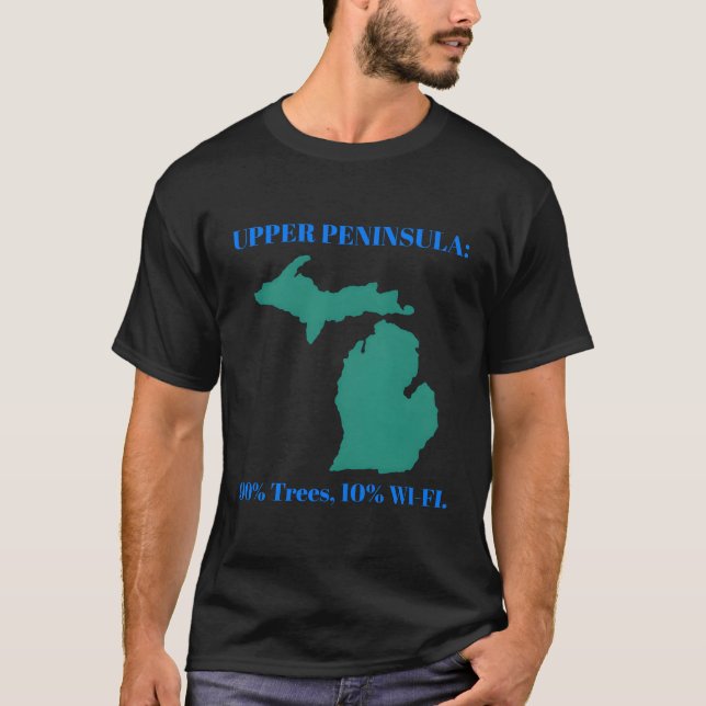 Michigan Upper Peninsula 90 grader 10 Wifi vänner T Shirt (Framsida)