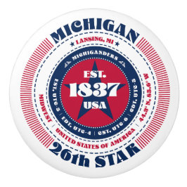 Michigan US State Rött vitt blått Typography Knopp